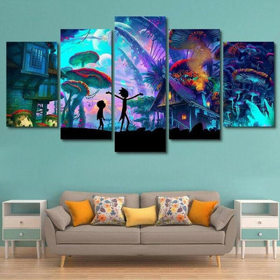 Rick Morty Painting Poster Framed Canvas Home Decor