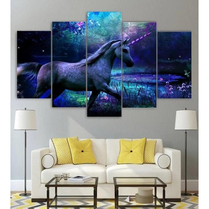 Fantasy Unicorn Wall Art Canvas Painting Framed