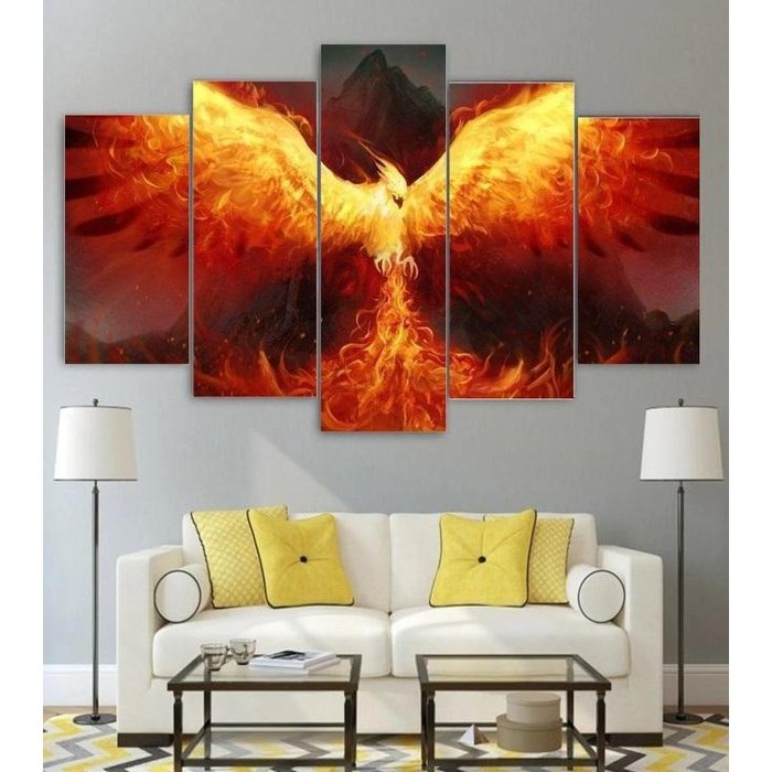 Fire Phoenix Wall Art Canvas Painting Framed