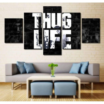 Pac Thug Life Canvas Framed Home Decor Wall Art