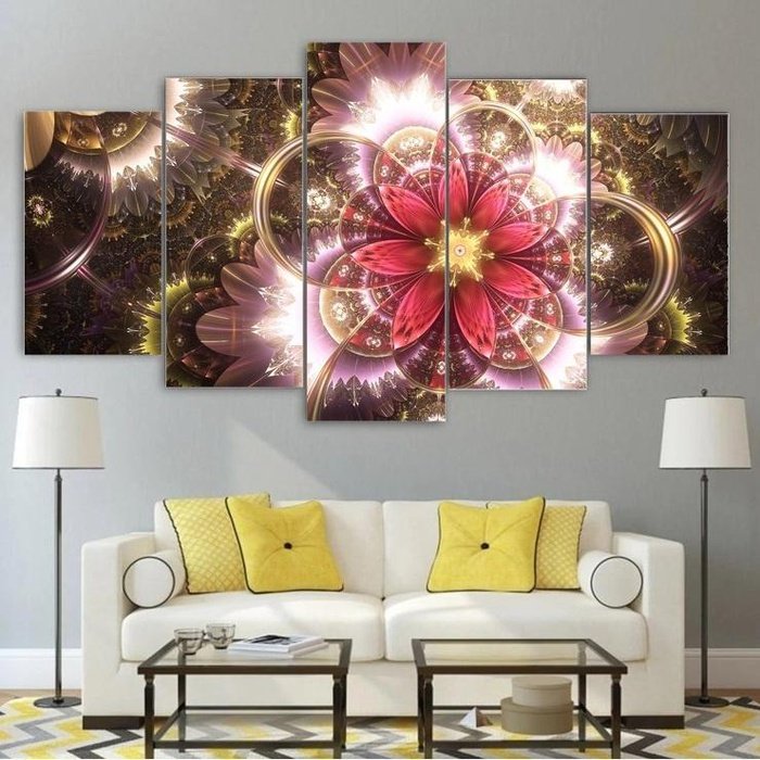 Fractral Flower Wall Art Canvas Painting Framed