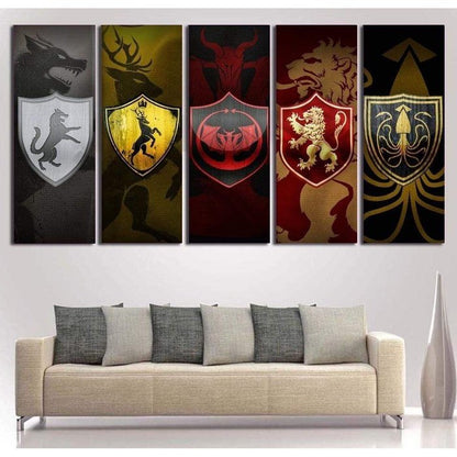 Game Thrones Sheilds Canvas Art Prints Poster Painting Framed