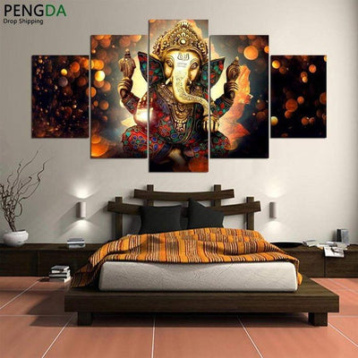 Ganesha's Elephant Poster Print Wall Art Painting Canvas Frmaed