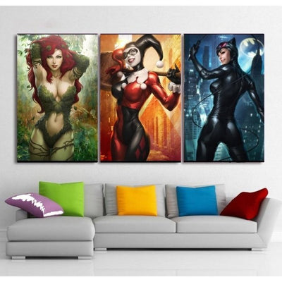 Girls DC Comics Canvas Art Framed Home Decor Free Shipping