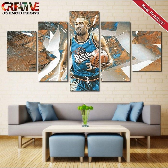 Grant Hill Wall Art Poster Decor Print Detroit Pistons Painting Canvas.