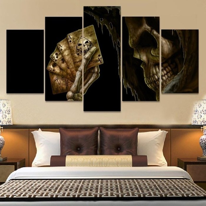 Grim Reaper Playing Cards Skull Poker Wall Art Canvas Painting