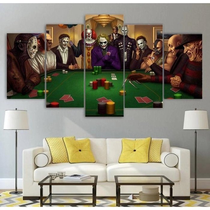 Horror Texas Holdem Wall Art Canvas Painting Framed