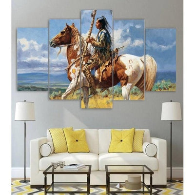 Horse Native American Wall Art Canvas Painting Framed