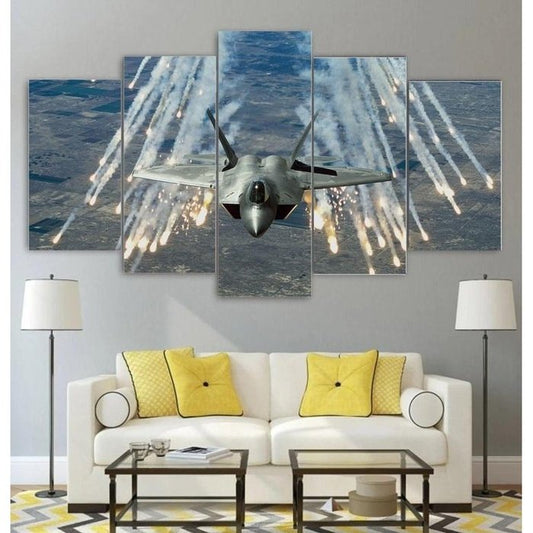 Jet Fighter Raptor Wall Art Canvas Painting Framed