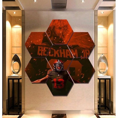 Odell Beckham Jr Wall Art Canvas Framed Painting Decor Hexagon Poster
