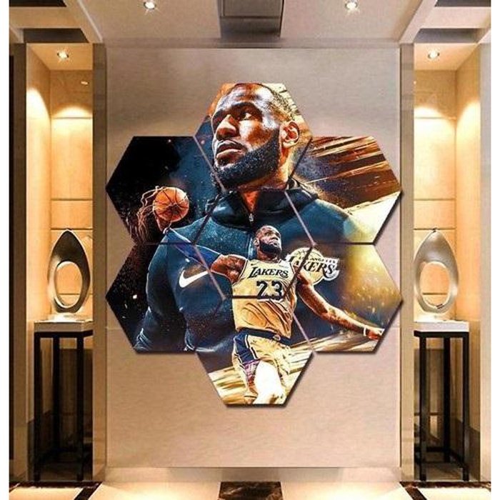 Lakers Lebron James Hexagon Canvas Art HD Print Framed Poster