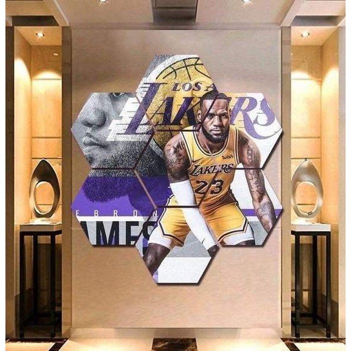 Lakers Lebron James Hexagon Wall Art Home Decor Print Poster.
