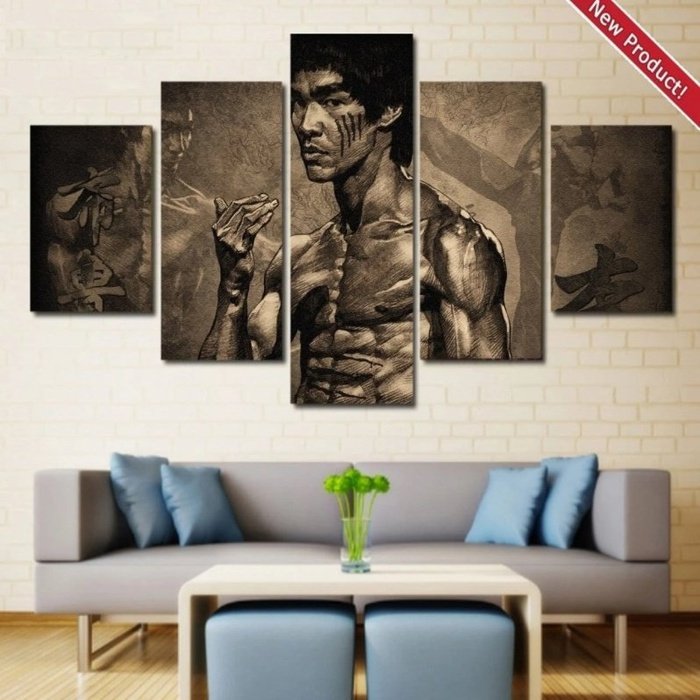 Martial Artist Bruce Lee Wall Art Canvas Framed