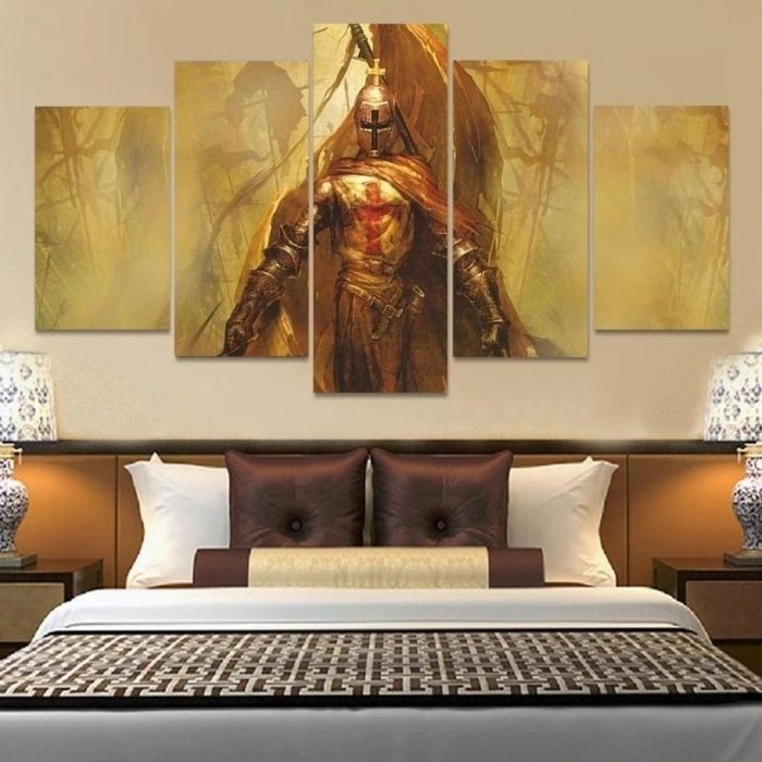 Medieval Knight Wall Art Canvas Painting Framed