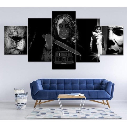 Michael Myers Wall Art, Horror Halloween Canvas Framed