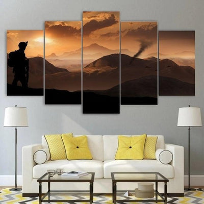 Military Soldier Freedom Wall Art Canvas Painting Framed