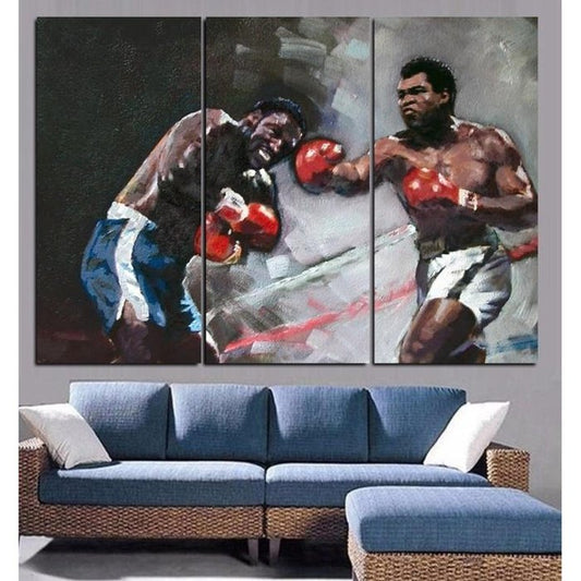 Muhammad Ali vs Frazier Wall Art Canvas Painting Framed