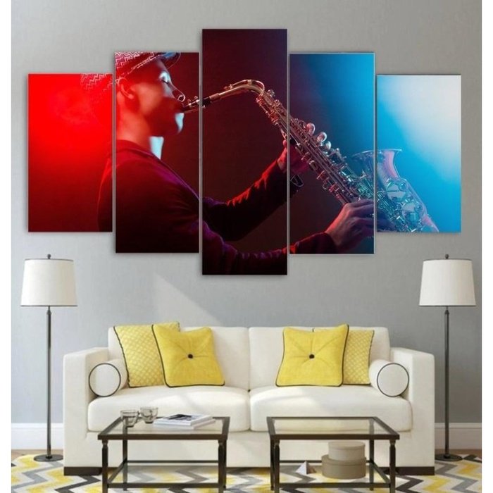 Music Jazz Saxophone Wall Art Canvas Painting Framed