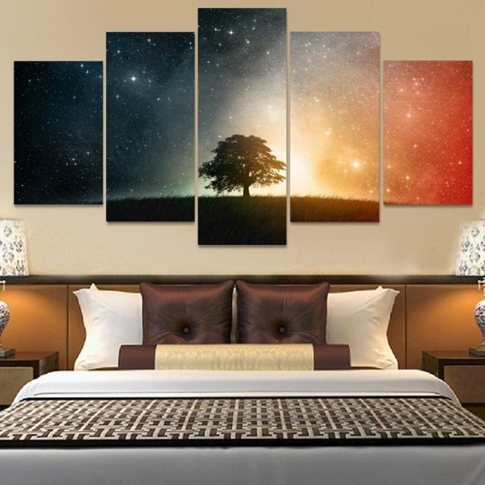 Nature Universe Stars Tree Wall Art Canvas Painting Framed