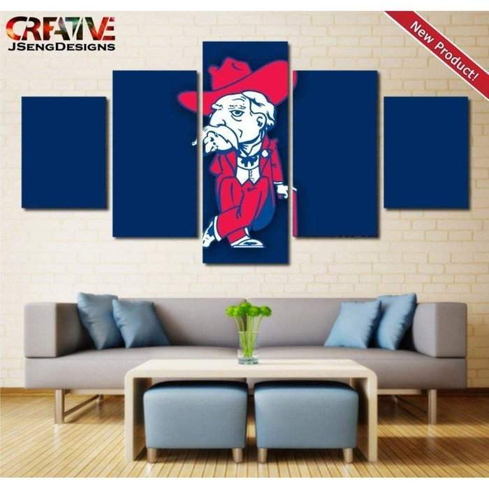 Ole Miss Rebels Wall Art Painting Canvas Poster Framed-SportSartDirect-Ole Miss Rebels