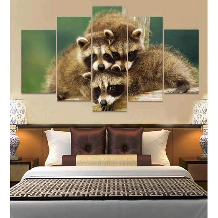 Racoons Animal Wall Art Canvas Painting
