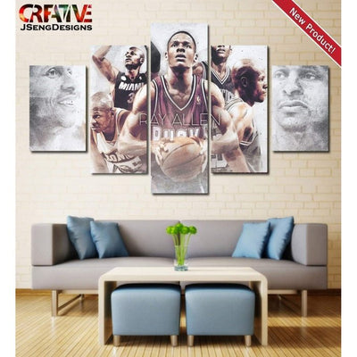 Ray Allen Wall Art Poster Framed Timberwolves Painting Canvas