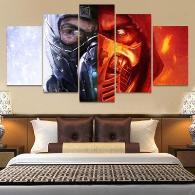 Scorpion Sub-Zero Mortal Kombat Wall Art | Canvas Painting Framed