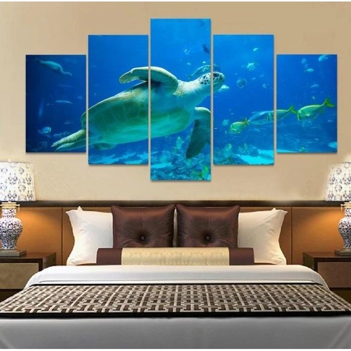 Sea Turtle Wall Art Canvas Painting Framed
