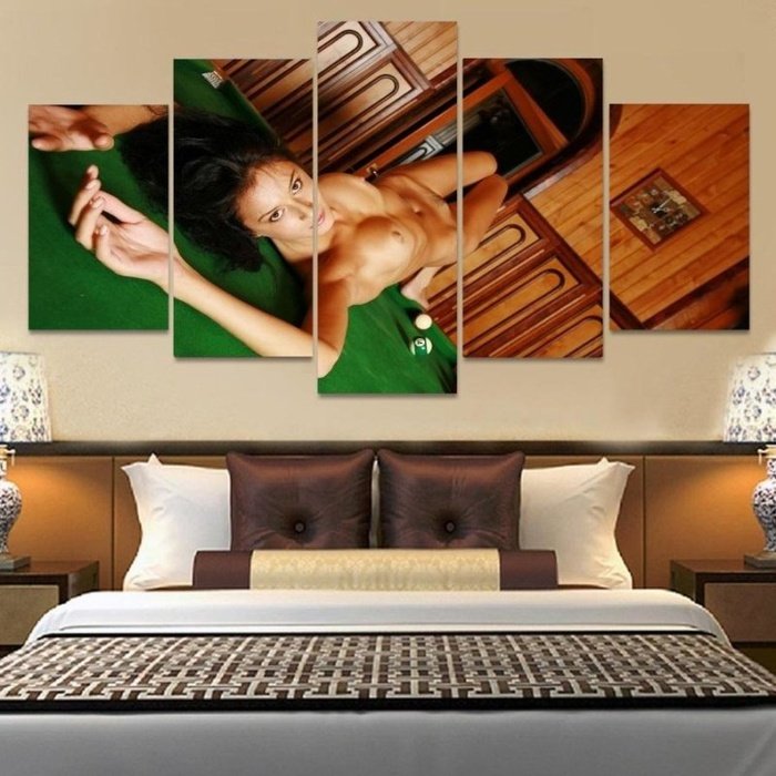 Sexy Pool Table Nude Model Naked | Canvas Painting Framed