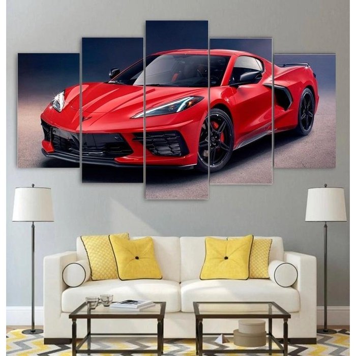 Sports Car Corevette Wall Art Canvas Painting Framed