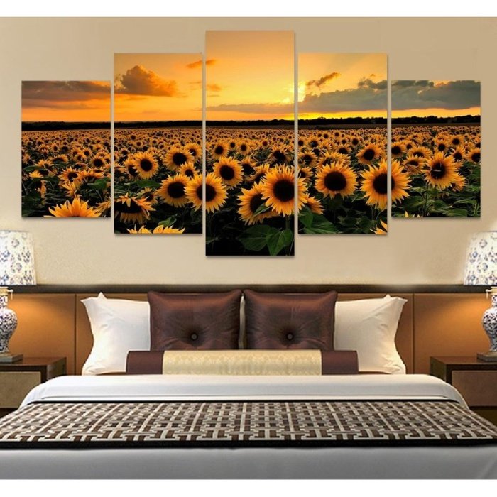 Sunflower Field Wall Art Canvas Painting Framed