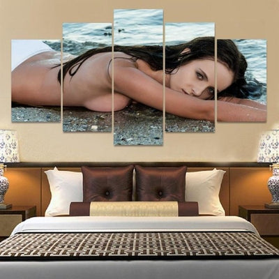 Topless Sexy Nude Model Naked Beach Canvas Painting Framed