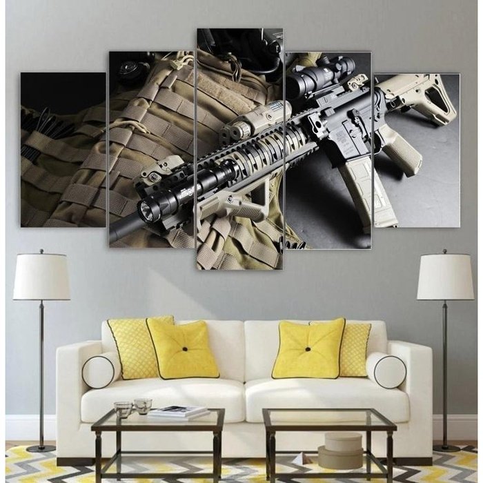 USA Military AR Wall Art Canvas Painting Framed