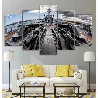 USS Missouri Battleship Wall Art Canvas Painting Framed