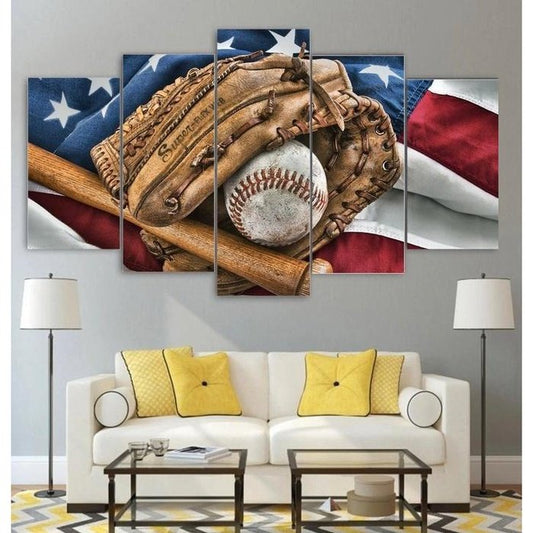 Vintage Baseball Wall Art Canvas Painting Framed