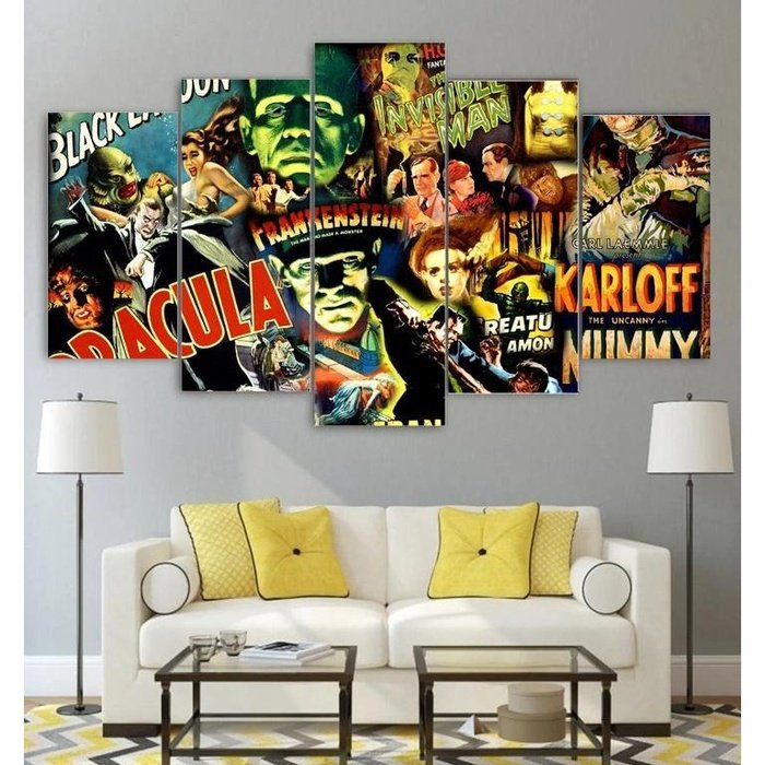 Vintage Horror Movie Art Wall Art | Canvas Painting Framed