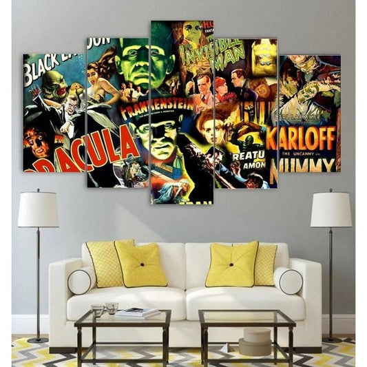 Vintage Horror Movie Art Wall Art | Canvas Painting Framed