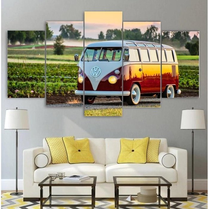 Volkswagen Vintage VW Bus Wall Art | Canvas Painting Framed